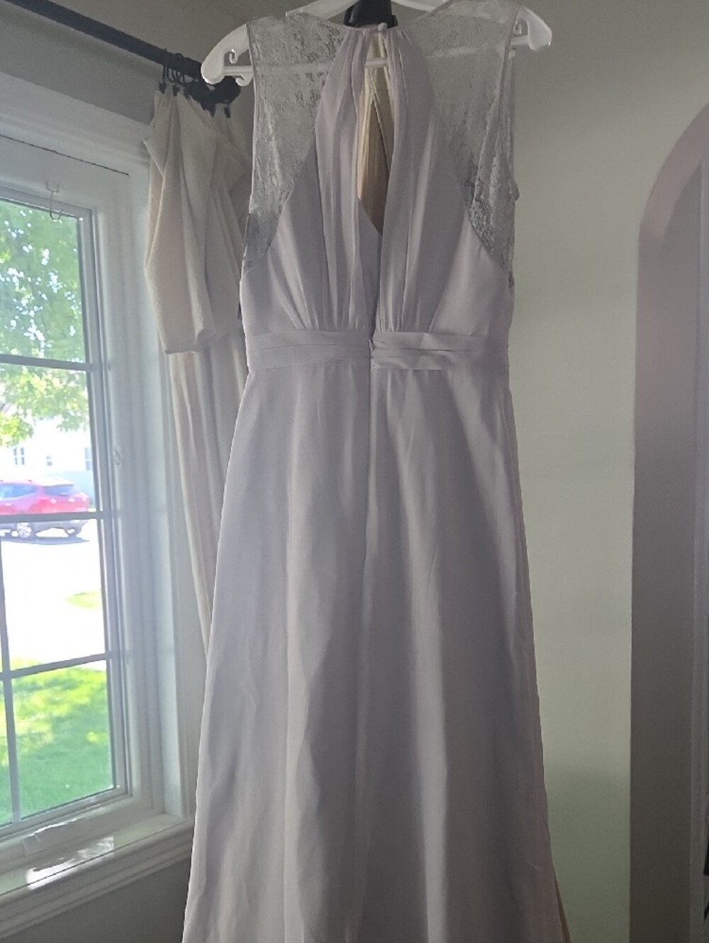 Bari Jay Pale Gray Lace-Shoulder V-Neck Bridal Gown - Picture 8 of 8